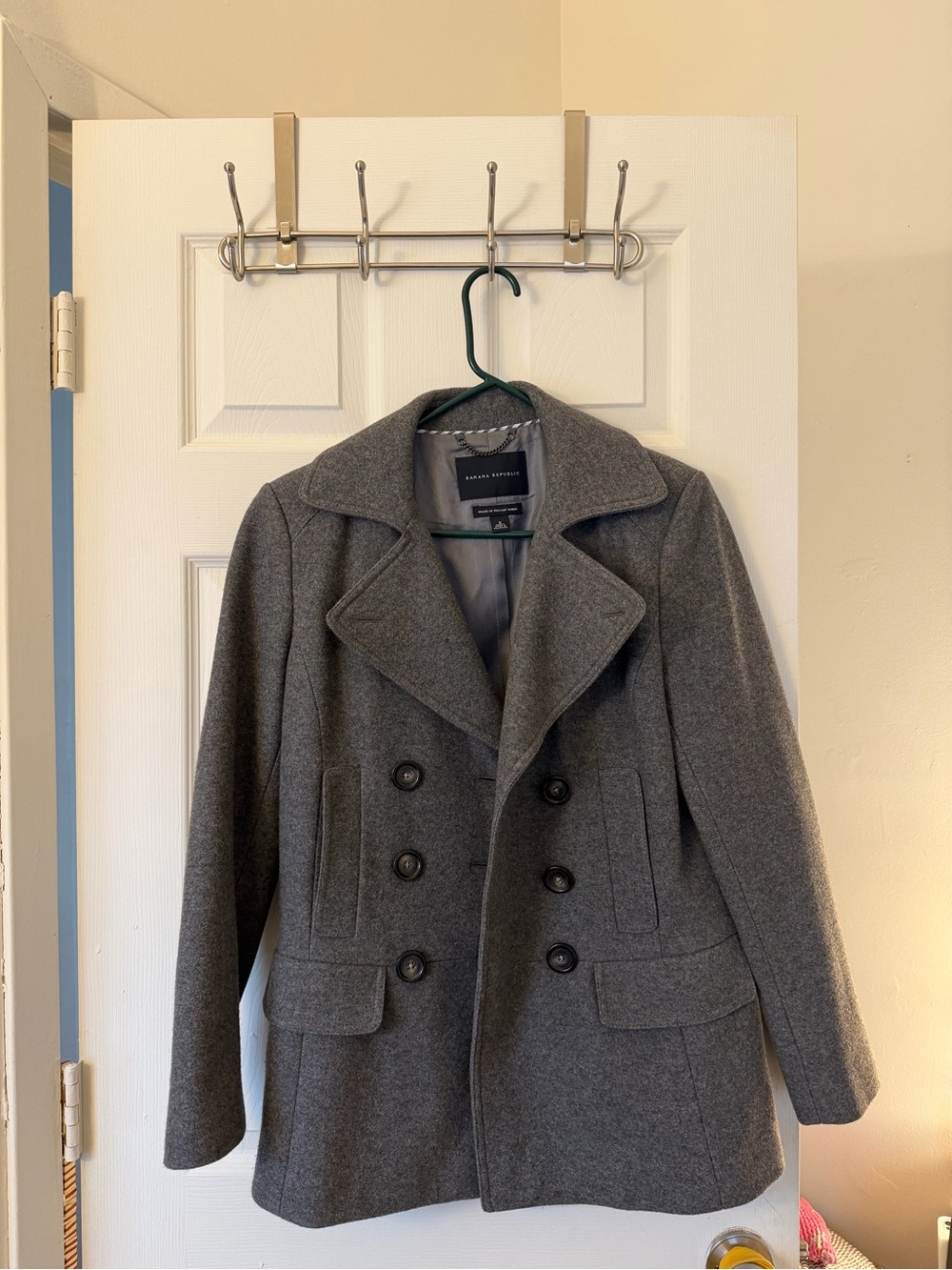 Banana Republic Gray Double-Breasted Wool Peacoat